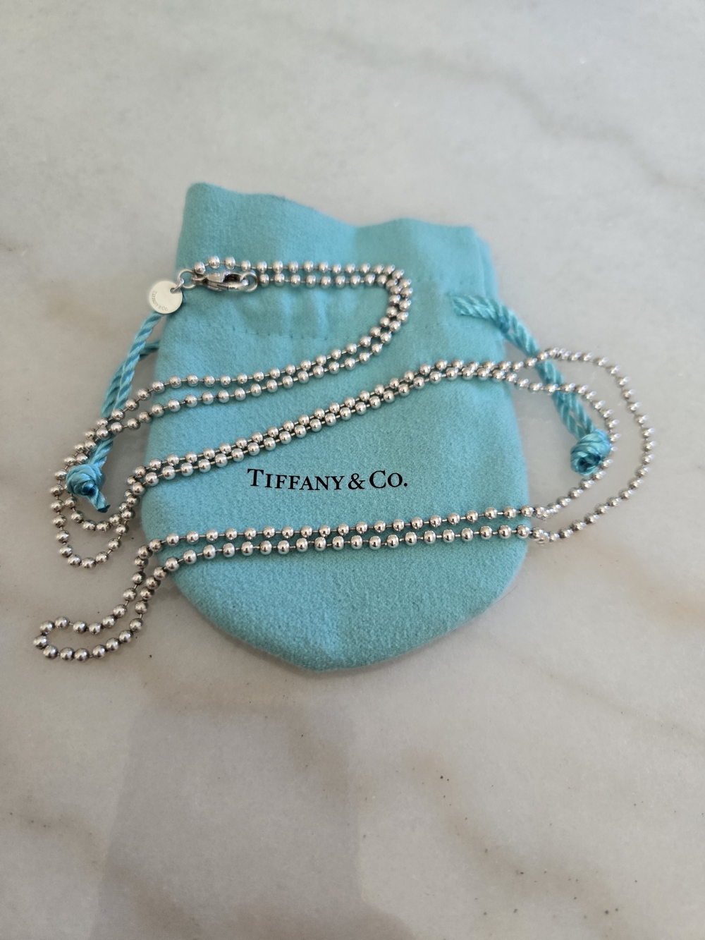 Tiffany & Co. Sterling Silver 34" Beaded Chain